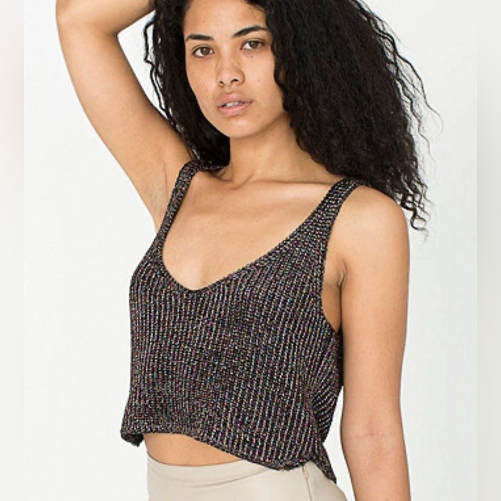 American Apparel Sparkle Crop knit sweater Tank size S/XS stretchy chunky knit